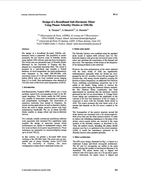 Design of a broadband sub-harmonic mixer using planar Schottky ...