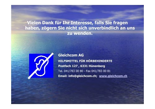 Gleichcom AG HILFSMITTEL FÜR HÖRBEHINDERTE