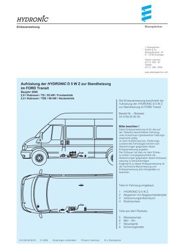 Aufrüstung der HYDRONIC D 5 W Z zur Standheizung im ... - SoeAuto