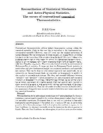 Reconciliation of Statistical Mechanics and Astro-Physical Statistics ...