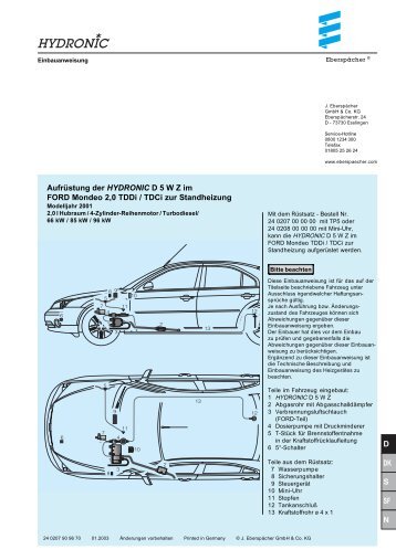 Aufrüstung der HYDRONIC D 5 WZ im FORD Mondeo 2,0 ... - SoeAuto