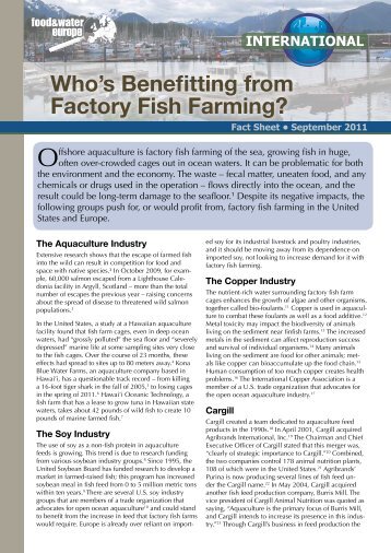 Who's Benefitting from Factory Fish Farming? - Food & Water Watch