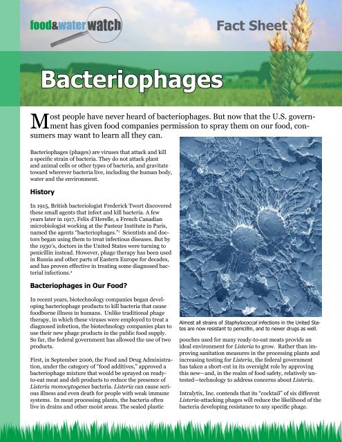 Bacteriophages - Food & Water Watch