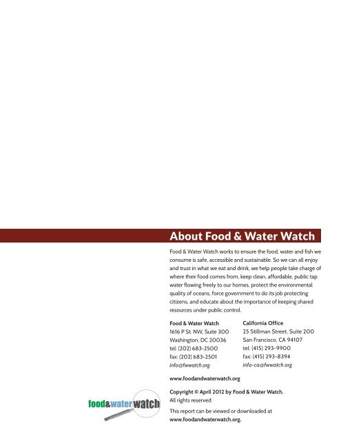 Public Research, Private Gain - Food & Water Watch