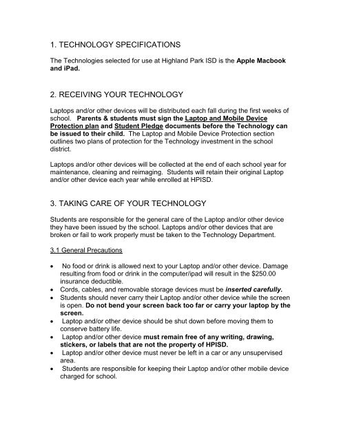 2012 Technology Agreement - Highland Park ISD