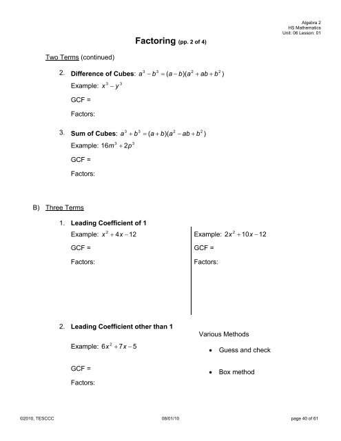 Investigating Monomials (pp. 1 of 4)