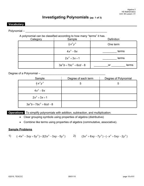 Investigating Monomials (pp. 1 of 4)