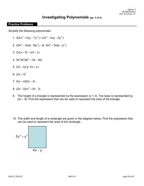 Investigating Monomials (pp. 1 of 4)