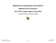 2011-2012 CIP - Highland Park ISD