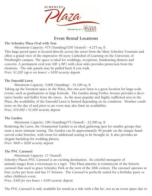 Event Rental Locations Pittsburgh Parks Conservancy