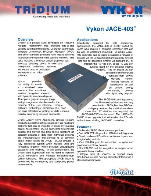 Vykon JACE-403® - Tridium
