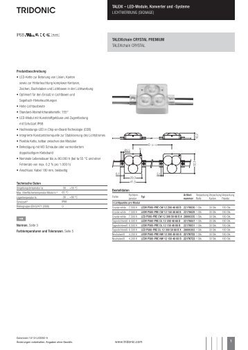 LED-Module, Konverter und -Systeme LICHTWERBUNG ... - Tridonic