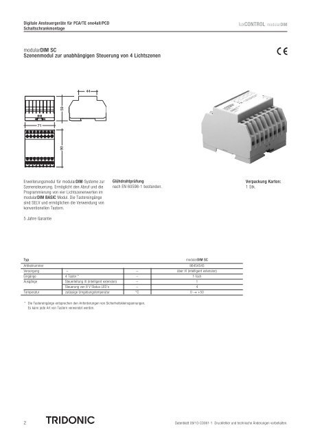 luxCONTROL modularDIM modularDIM BASIC Steuerung ... - Tridonic