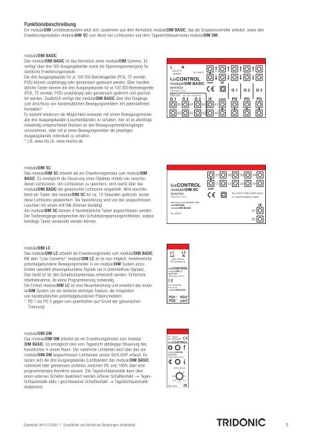 luxCONTROL modularDIM modularDIM BASIC Steuerung ... - Tridonic