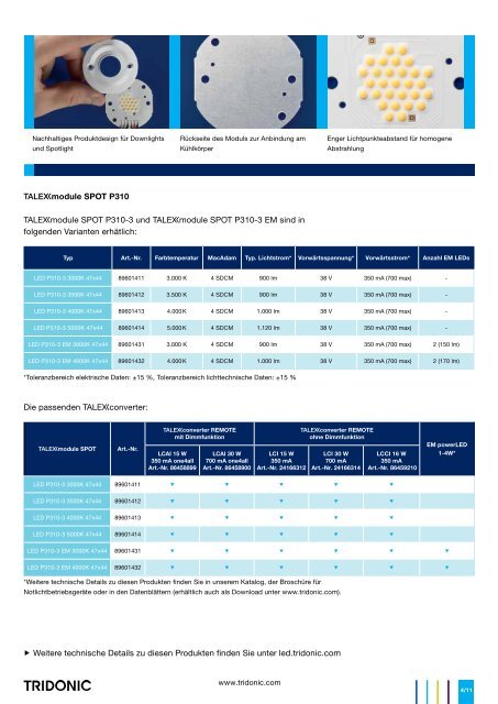 Leaflet TALEXXmodule SPOT - Tridonic