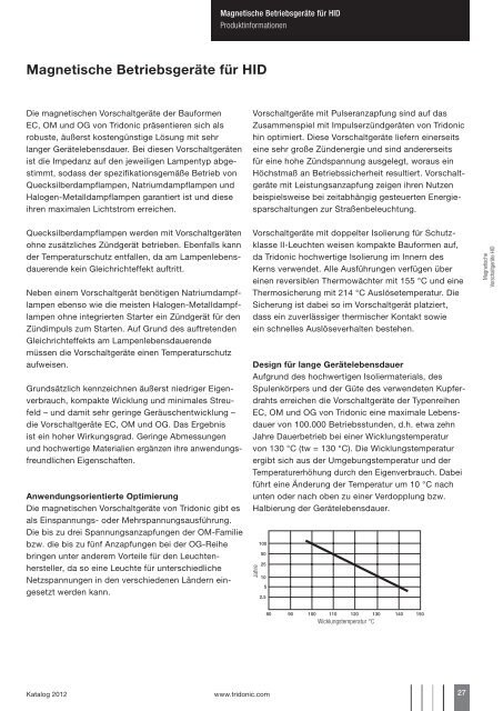 Magnetische BetriebsgerÃ¤te fÃ¼r HID - Tridonic