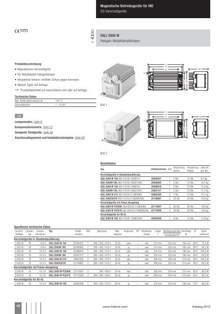 Magnetische BetriebsgerÃ¤te fÃ¼r HID - Tridonic