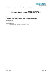 Release Notes masterCONFIGURATOR - Tridonic