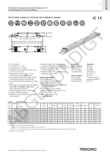 PCA T5 EXCEL one4all lp 14â35 W 220â240 V 50/60/0 ... - Tridonic