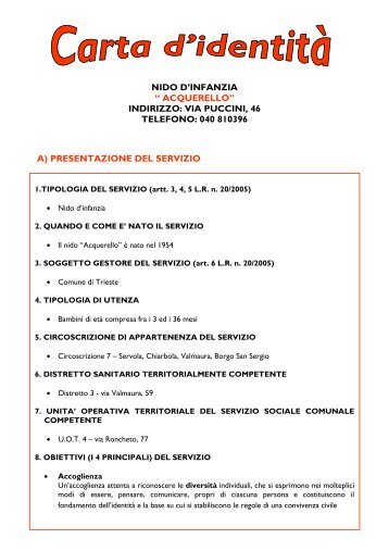 carta d'identitÃ  - Comune di Trieste
