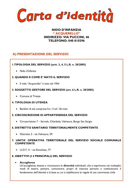 carta d'identitÃ  - Comune di Trieste