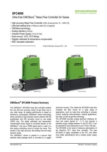 Datasheet Mass Flow Controller SFC4000 - Sensirion