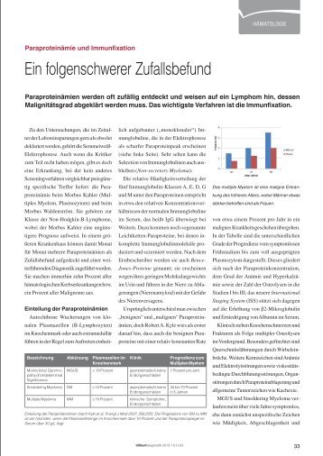 Paraproteinämie. ein folgenschwerer Zufallsbefund - Trillium