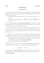 DPK Lent Term PROBABILITY Example Sheet 4 1. A shot is fired at ...