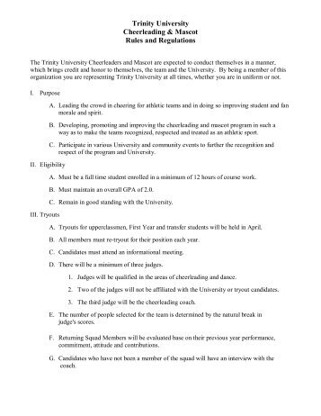 Trinity University Cheerleading & Mascot Rules and Regulations