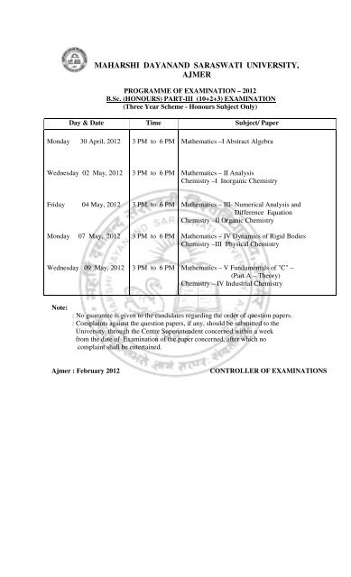 MAHARSHI DAYANAND SARASWATI UNIVERSITY, AJMER