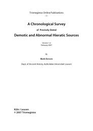 A Chronological Survey Demotic and Abnormal ... - Trismegistos