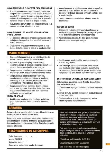 Manual de instrucciones - Triton Tools