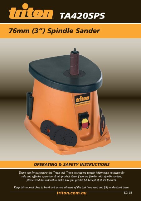 (3â) Spindle Sander - Triton Tools