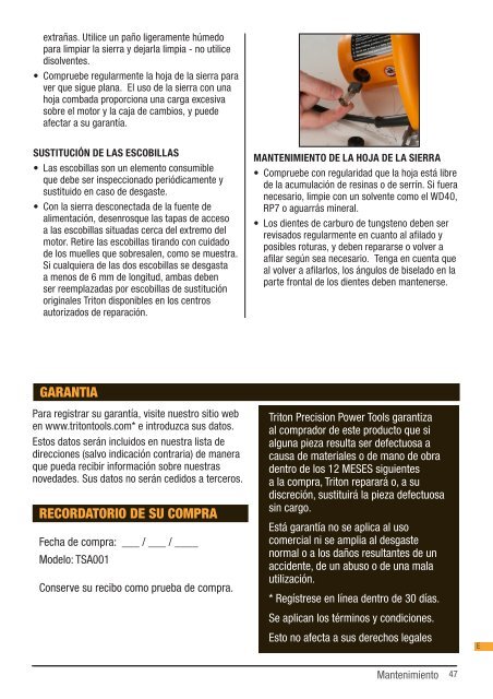 Manual de instrucciones - Triton Tools