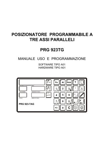 posizionatore programmabile a tre assi paralleli prg 923tg