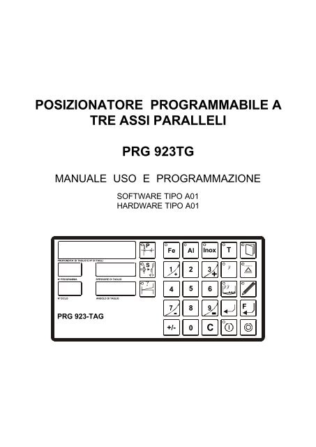 posizionatore programmabile a tre assi paralleli prg 923tg