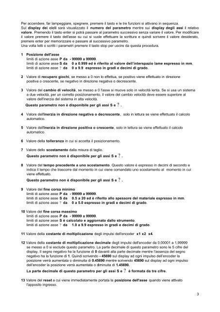 posizionatore programmabile a tre assi paralleli prg 923tg