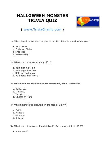 HALLOWEEN MONSTER TRIVIA QUIZ - Trivia Champ