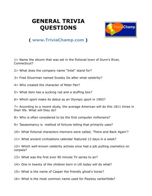 General Trivia Questions Trivia Champ