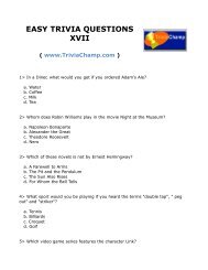 Easy Trivia Questions Xiii Trivia Champ