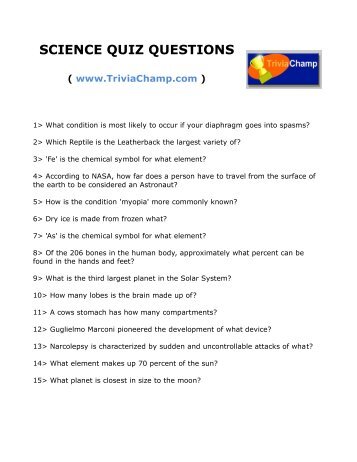 SCIENCE QUIZ QUESTIONS - Trivia Champ