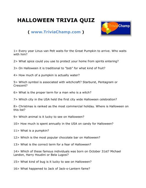 Halloween Trivia Quiz Trivia Champ