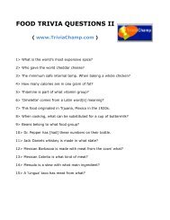 FOOD TRIVIA QUESTIONS II - Trivia Champ