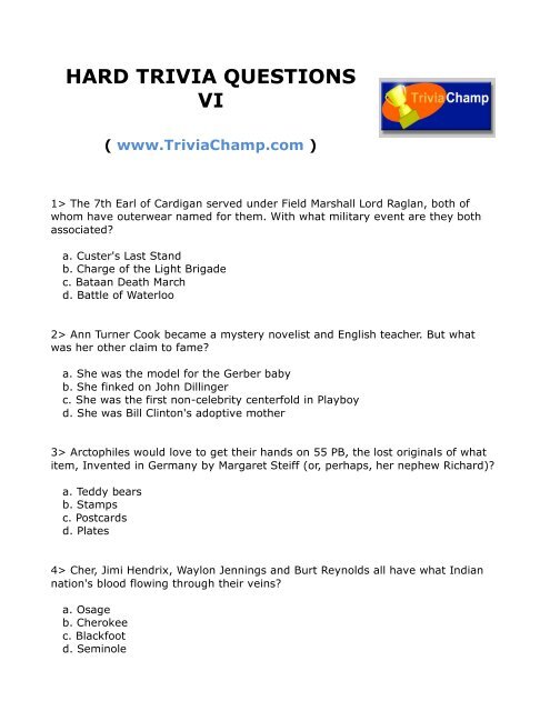 To Print This Quiz - Trivia Champ