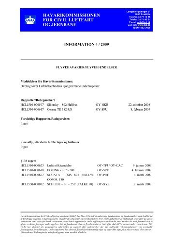 HAVARIKOMMISSIONEN FOR CIVIL LUFTFART OG JERNBANE