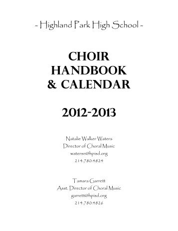 Choir Handbook - Highland Park High School
