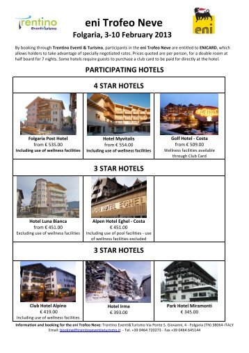 Hotel list.pdf - trofeo neve 2013 - Eni
