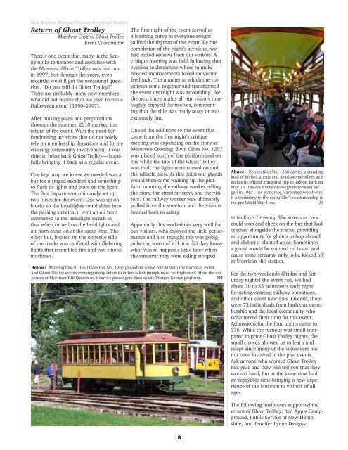 2010 Annual Report - the Seashore Trolley Museum