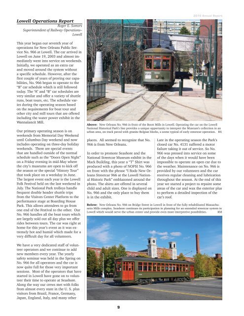 2010 Annual Report - the Seashore Trolley Museum