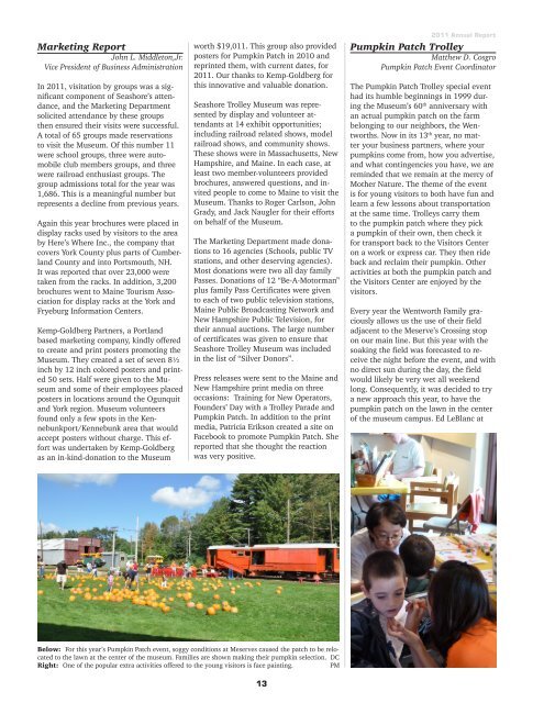 2011 Annual Report - the Seashore Trolley Museum